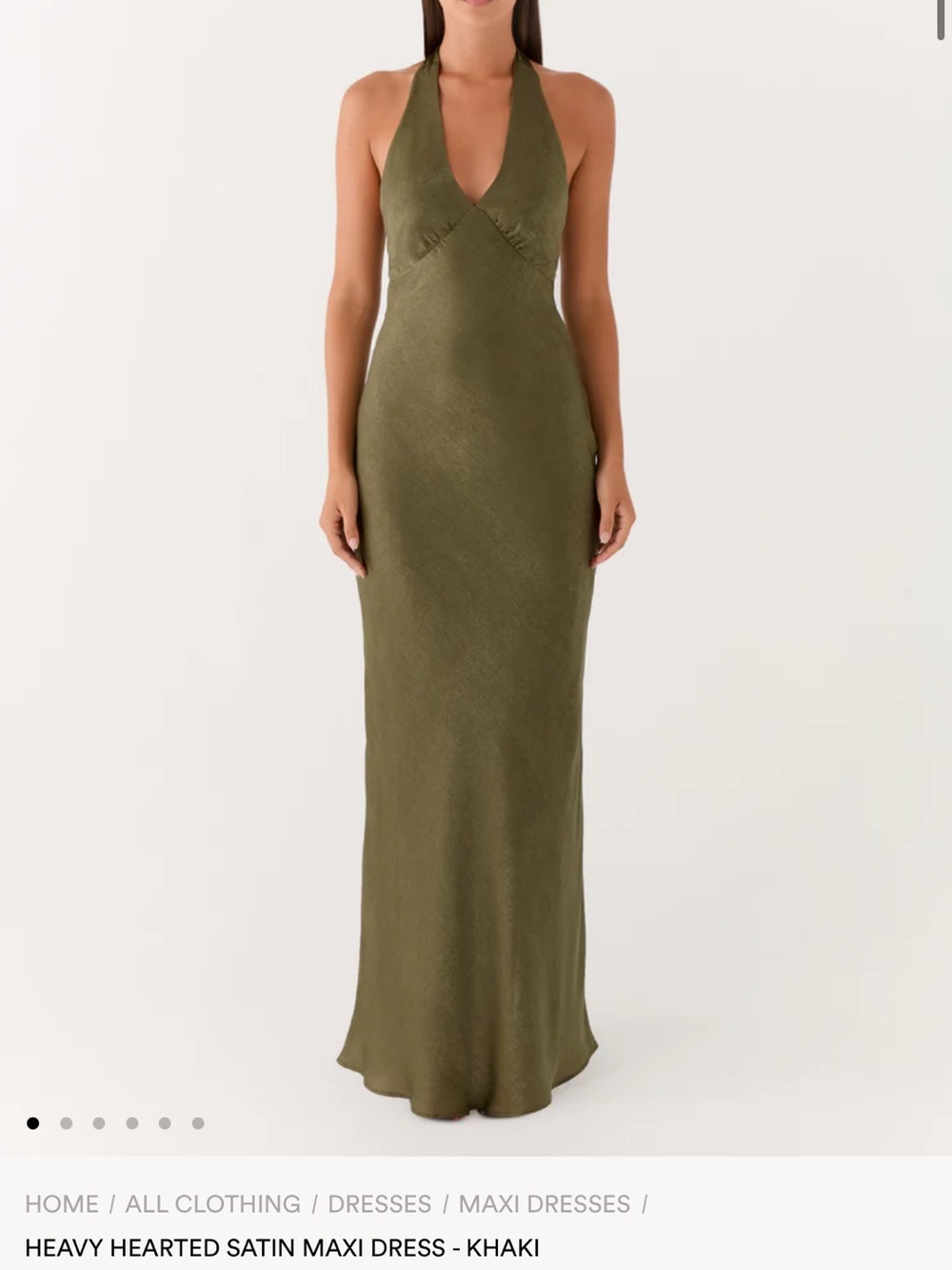 Peppermayo Heavy-Hearted Satin Halter Maxi Dress